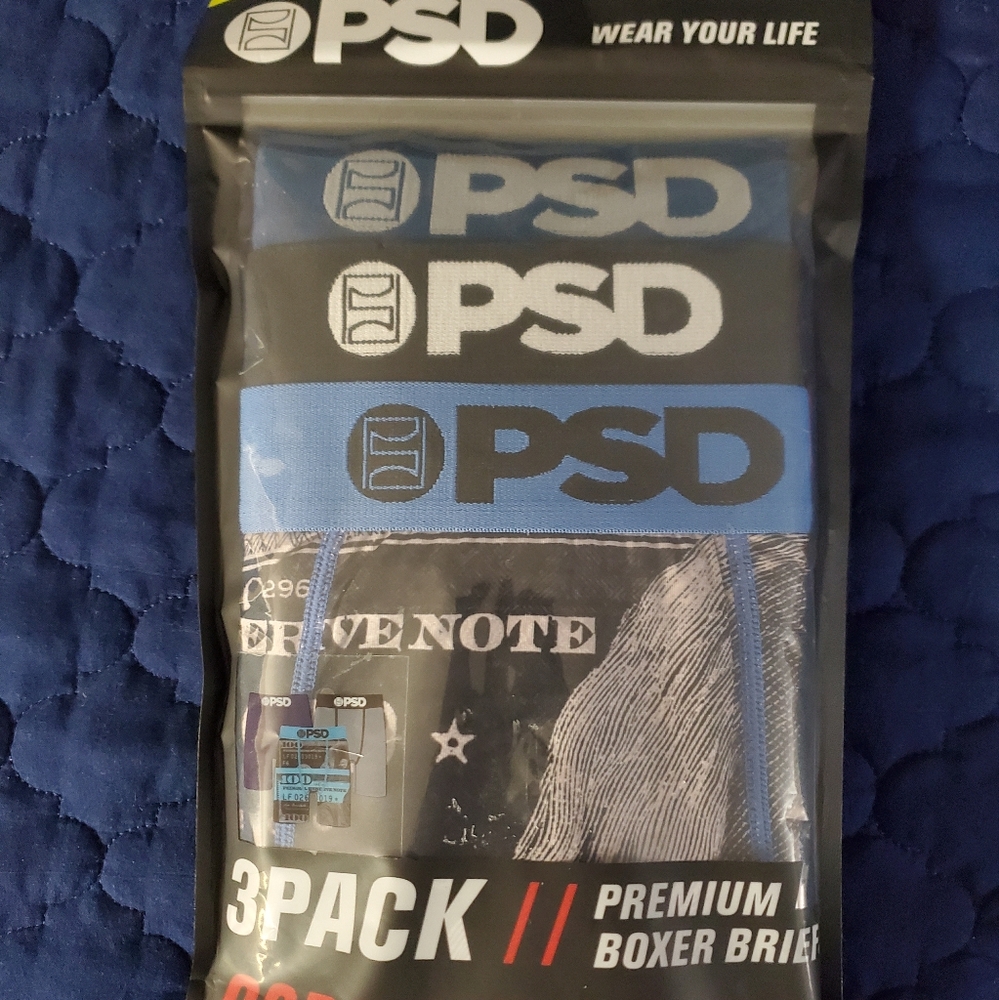 PSD Men’s 3 Pack Core Standard Premium Boxer Briefs Large